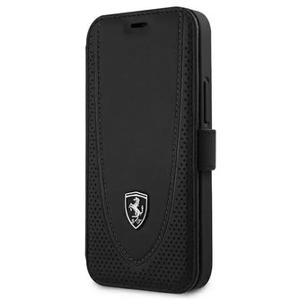 Pouzdro na telefon Ferrari iPhone 12 mini 5,4" černá/černá kniha Off Track Perforated