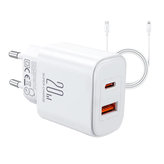 Charger Joyroom JR-TCF05 Flash, 20W + C to L Cable 1m (White)