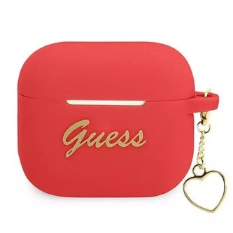 Guess GUA3LSCHSR kryt AirPods 3 černošedý/červený Silikonový Charm Heart Collection