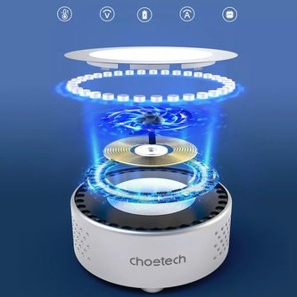 Bezdrátová nabíječka Choetech 15W Qi (kompatibilní s MagSafe) s ventilátorem chlazení telefonu (USB typ C – kabel USB typu C součástí balení) Stříbrná (T593-F)