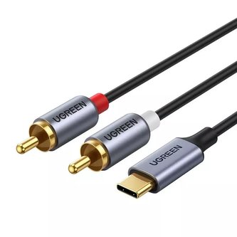 Kabel UGREEN audio audio kabel USB typu C (samec) - 2RCA (samec) 1,5 m šedý (20193 CM451)