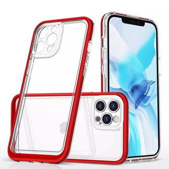Průhledné pouzdro 3v1 pro iPhone 12 Pro Max Frame Cover Gel Red