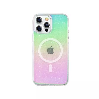 Magnetické pouzdro Kingxbar PQY Elegant Series pro iPhone 13 Pro Cover Rainbow Cover (kompatibilní s MagSafe)
