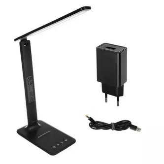 Stolní LED lampa s displejem, displej s meteostanicí, hodiny, teploměr, kalendář, černá