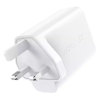 Acefast GaN nabíječka (britská zástrčka) 2x USB Type C 50W, Power Delivery, PPS, Q3 3.0, AFC, FCP černá (A32 UK)