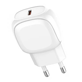 LDNIO A1206C Nástěnná nabíječka, USB-C, 27 W + kabel USB-C na USB-C (bílá)