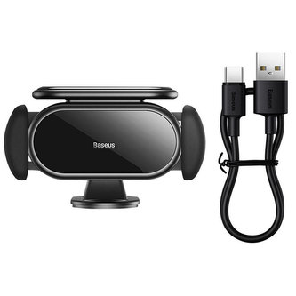 Solární elektrický držák telefonu do auta Baseus Steel Cannon Pro (černý)