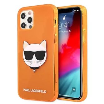 Karl Lagerfeld KLHCP12MCHTRO iPhone 12/12 Pro 6,1" oranžový / oranžový pevný obal Glitter Choupette Fluo Karl Lagerfeld KLHCP12MCHTRO iPhone 12/12 Pro 6,1" oranžový / oranžový pevný obal Glitter Choupette Fluo