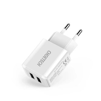 Choetech dvouportová nabíječka 2 x USB-A 10W 2A bílá (C0030)