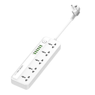Napájecí lišta s 5 zásuvkami, 6x USB LDNIO SC5614, EU/US, 2500 W (bílá)