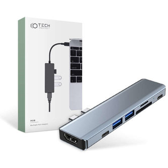 Hub adaptér USB V5-HUB 7w1 2x USB-C šedý