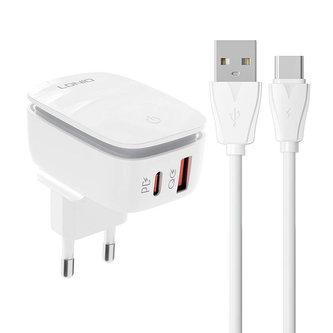 Nástěnná nabíječka LDNIO A2425C USB, USB-C + kabel USB-C