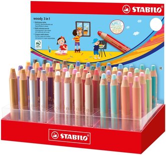Pastelka Stabilo Woody 3 in 1 stojánek, 48 ks