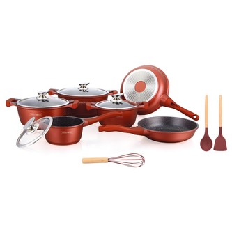 Sada nádobí Royalty, 13 ks, barva burgundy