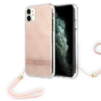 Guess 4G Print Cord - kryt pro iPhone 11 (růžový)