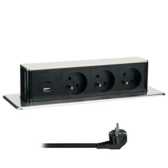 Zásuvka výsuvný blok Solight PP126USBC