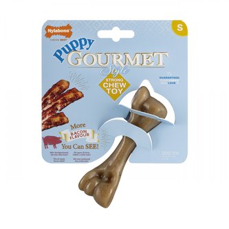 Nylabone hračka Gourmet Puppy kost příchuť slanina S