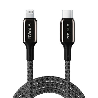 Kabel USB-C na Lightning Vipfan P03 1,5 m, Power Delivery (černý)