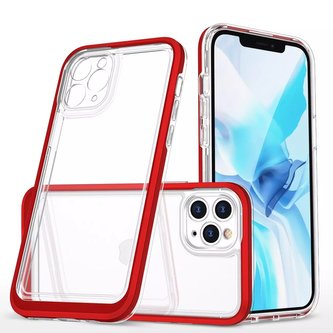 Čiré pouzdro 3v1 na iPhone 11 Pro rámeček gelový kryt červený
