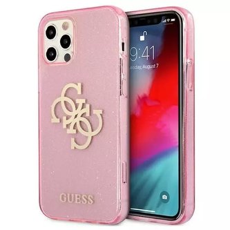 Guess GUHCP12LPCUGL4GPI iPhone 12 Pro Max 6,7" różowy/růžové pevné pouzdro Glitter 4G Big Logo