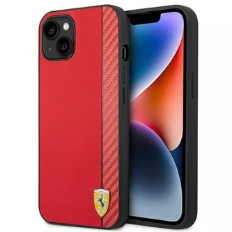 Pouzdro na telefon Ferrari FEHCP14SAXRE pro Apple iPhone 14 6,1" červené/červené pevné pouzdro Carbon Pouzdro na telefon Ferrari FEHCP14SAXRE pro Apple iPhone 14 6,1" červené/červené pevné pouzdro Carbon