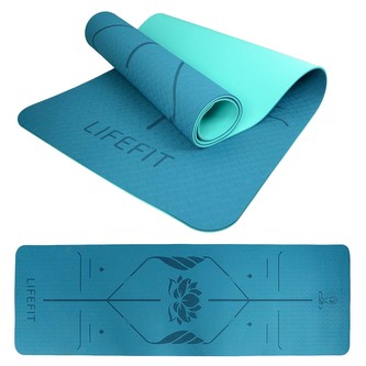 Podložka LIFEFIT® YOGA MAT LOTOS DUO, 183x58x0,6cm, tyrkysová