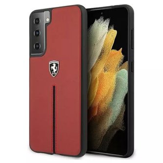 Etui na telefon Ferrari pevné pouzdro na Samsung Galaxy S21 Plus černo/červené pevné pouzdro Off Track Leather Nylon Stripe Etui na telefon Ferrari pevné pouzdro na Samsung Galaxy S21 Plus černo/červené pevné pouzdro Off Track Leather Nylon Stripe