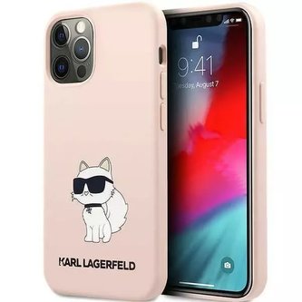 Ochranné pouzdro na telefon Karl Lagerfeld KLHCP12MSNCHBCP pro Apple iPhone 12 /12 Pro 6,1" hardcase růžovo-růžový silikonový chupette