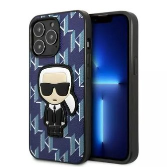 Karl Lagerfeld KLHCP13LPMNIKBL ochranné pouzdro na telefon pro Apple iPhone 13 Pro / 13 6,1" pevný obal modro/modrý Monogram Ikonik Patch