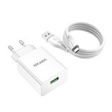 Nástěnná nabíječka Vipfan E03, 1x USB, 18W, QC 3.0 + kabel Micro USB (bílá)