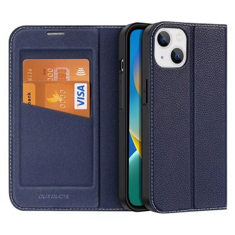 Pouzdro Dux Ducis Skin X2 pro kryt iPhone 14 s magnetickou chlopní modré