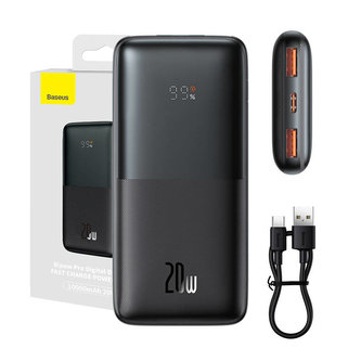 Powerbanka Baseus Bipow Pro 10000mAh, 2xUSB, USB-C, 20W (černá)