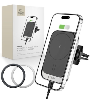 Držák do auta TechProtect CW19 do větrací mřížky, MagSafe 15W, kabel USB A na USB C, barva černá