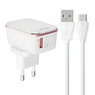 Nástěnná nabíječka LDNIO A1204Q 18W + kabel USB-C