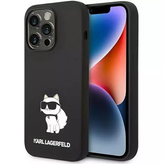 Karl Lagerfeld KLHMP14XSNCHBCK pouzdro na telefon pro Apple iPhone 14 Pro Max 6,7" pevné pouzdro černo/černé silikonové Choupette MagSafe