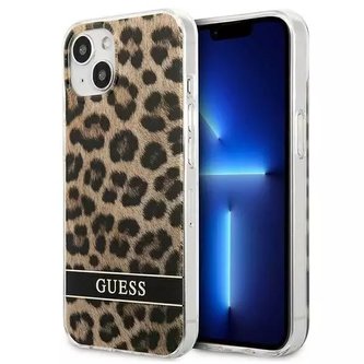 Guess GUHCP13MHSLEOW iPhone 13 6,1" brązowý/hnědý pevný obal Leopard