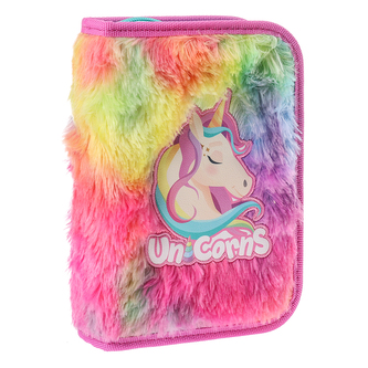Penál 1-patrový plněný - Fluffy Unicorn, chlupatý povrch