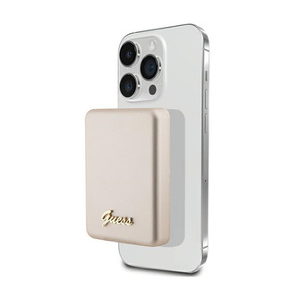 Guess Metal Script Logo MagSafe - Power Bank indukční 5000 mAh 15W MagSafe (zlatá)