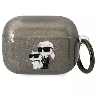 Karl Lagerfeld ochranné pouzdro na sluchátka pro kryt Airpods Pro černo/černý Gliter Karl