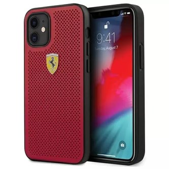 Ferrari iPhone 12 mini 5,4" pouzdro červené/červené pevné pouzdro On Track Perforated