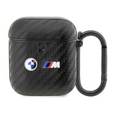 BMW Carbon Double Metal Logo - pouzdro pro AirPods 1/2 gen (černé)