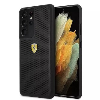Pevný obal na telefon Ferrari na Samsung Galaxy S21 Ultra černý/černý pevný obal On Track Perforated Pevný obal na telefon Ferrari na Samsung Galaxy S21 Ultra černý/černý pevný obal On Track Perforated