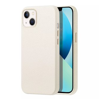 Kožené pouzdro Dux Ducis Roma pro iPhone 13 elegantní pouzdro z pravé kůže bílé