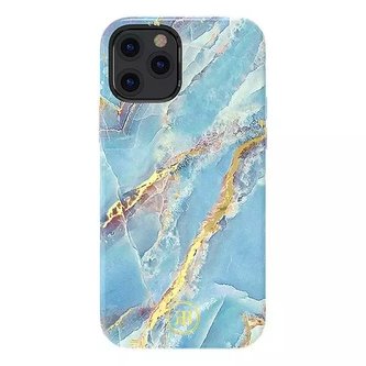 Elegantní kryt Kingxbar Marble Series s potiskem mramoru iPhone 12 mini modrý