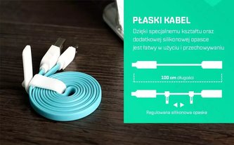 ROCK Micro USB kabel plochý 100 cm šedý