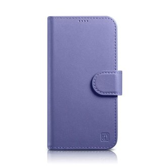 Kožené flipové pouzdro iCarer Wallet Case 2v1 iPhone 14 Plus Anti-RFID Světle fialové (WMI14220727-LP)