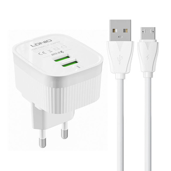 Nástěnná nabíječka LDNIO A201 2USB + kabel MicroUSB