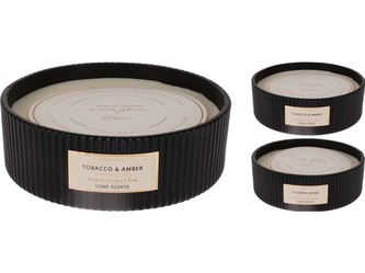 Svíčka ve skle 178x60mm rýhovaná vonná mix, černá