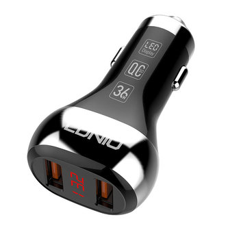 Nabíječka do auta LDNIO C2, 2x USB, QC 3.0, LED, 36W (černá)