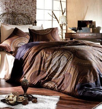 Saténový povlak na polštář 40x40cm Inferno hnědé